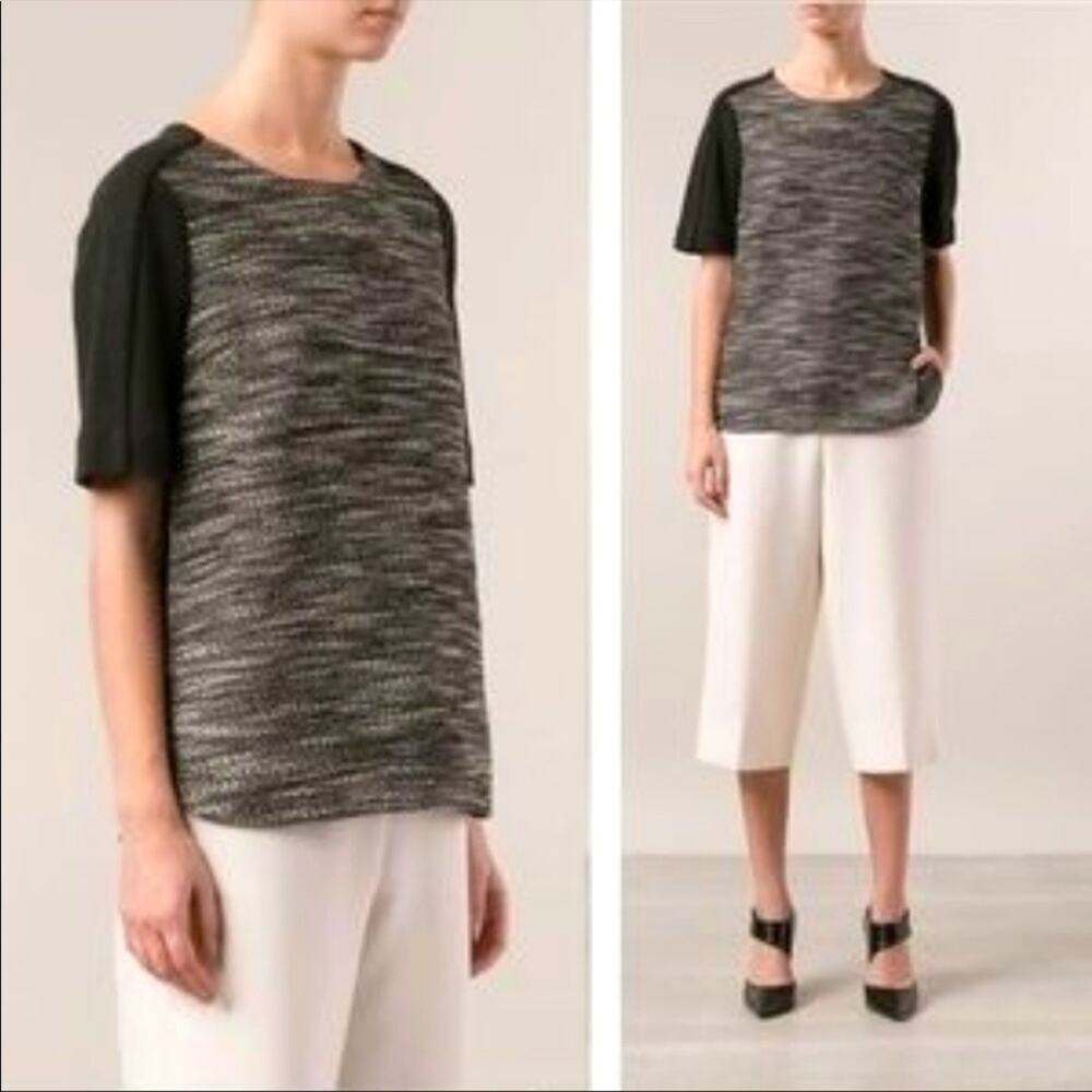 Vince textured tweed boxy fit top black marked style Large